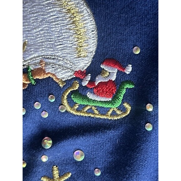 Quacker Factory Womens Christmas Cardigan Santa Claus Trees Sparkly Cute Medium - Picture 3 of 7